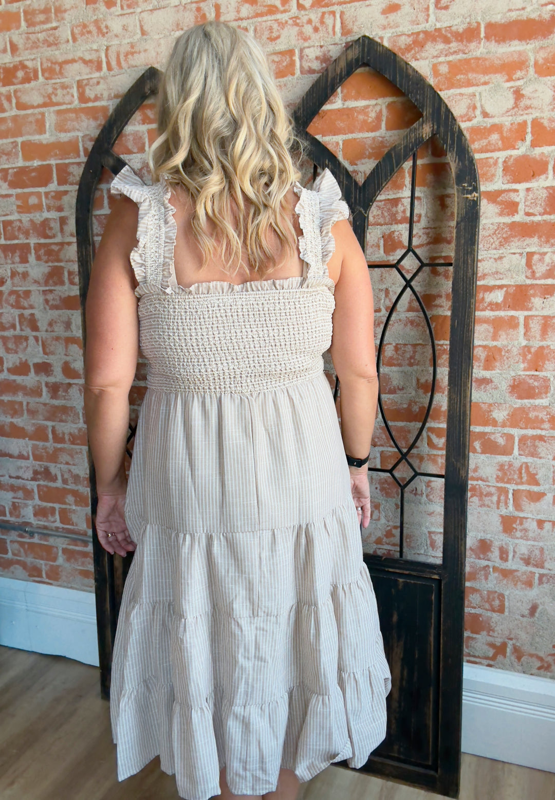 Makes Me Feel Special Striped Dress-Taupe