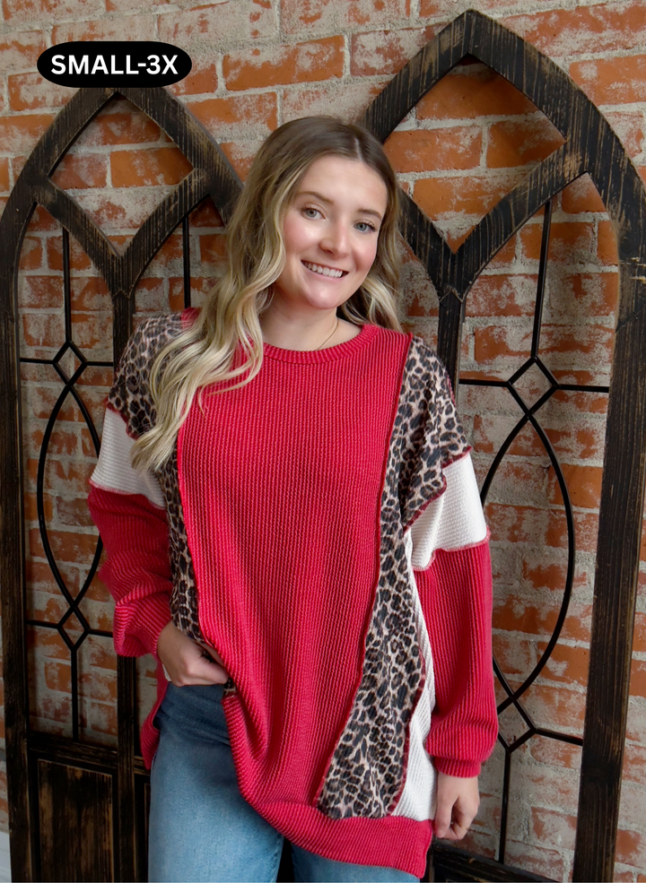 Feeling Firey Leopard Color Block