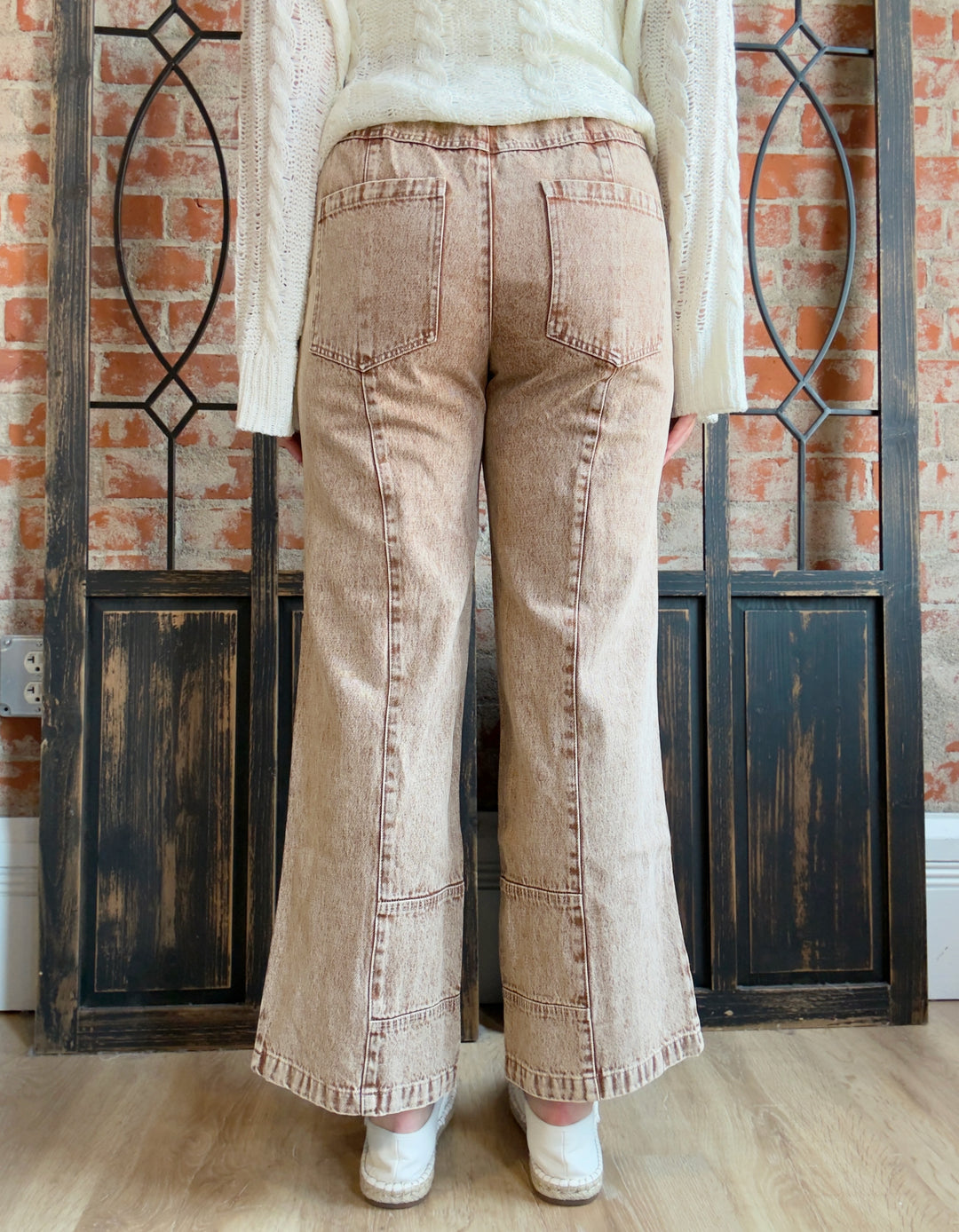 Asking Question Washed Brown Jeans