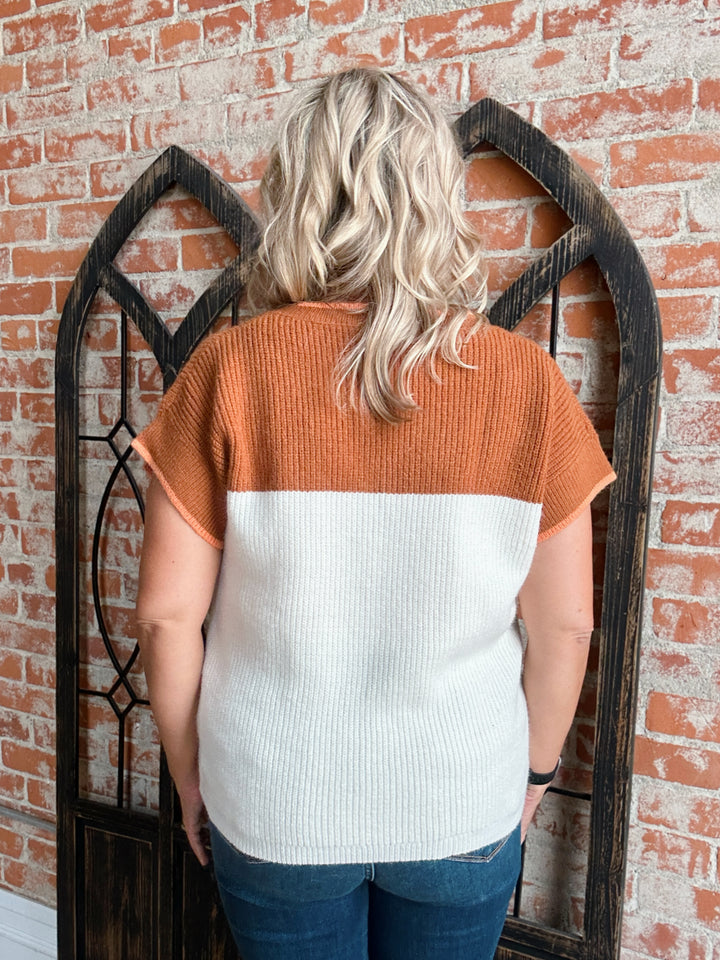 Ginger Color Block Short Sleeve Sweater