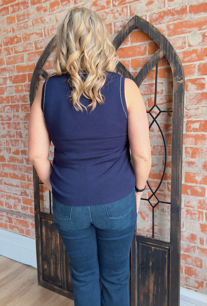 Best Yet Navy Outlined Sweater Tank