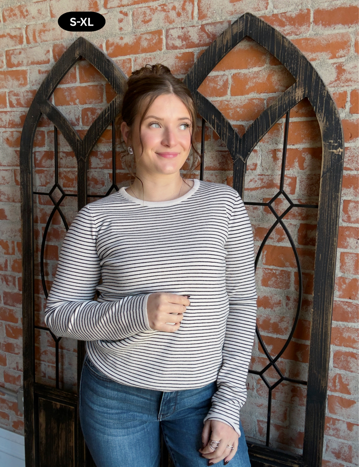 Your Reaction Striped Sweater-Ivory