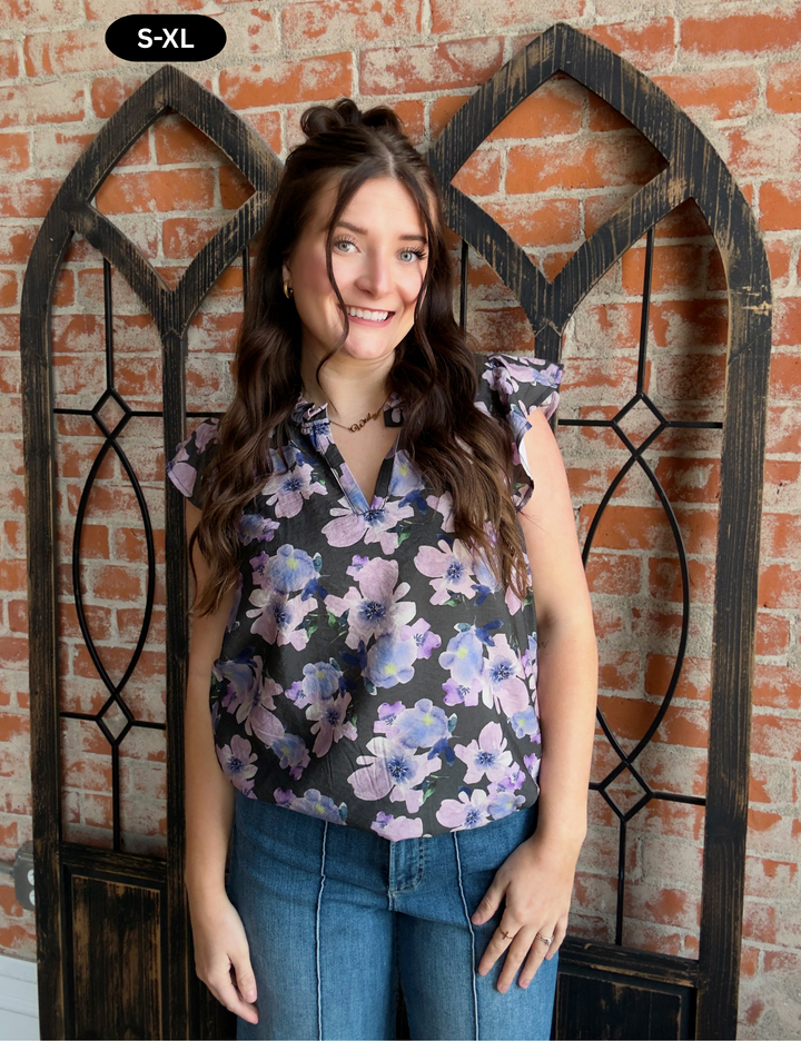 Unexpected Beauty Floral Ruffle Sleeve Blouse