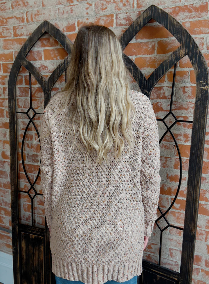 A Sprinkle Of Fun Confetti Cardigan-Taupe
