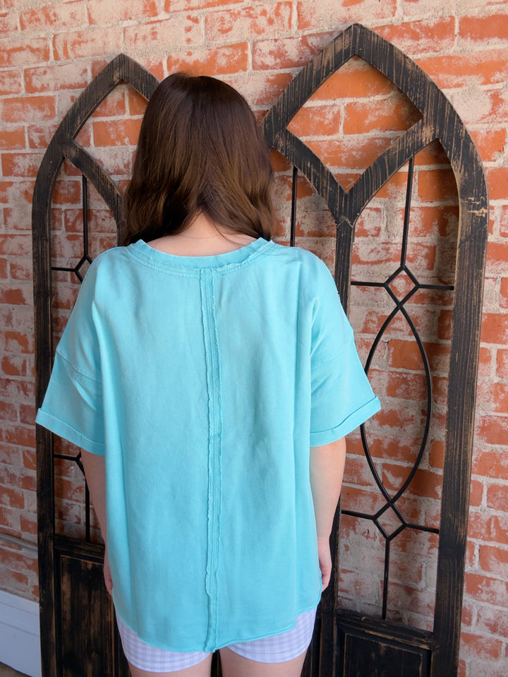 Be A Homebody Vintage Boyfriend Tee- Blue Tones