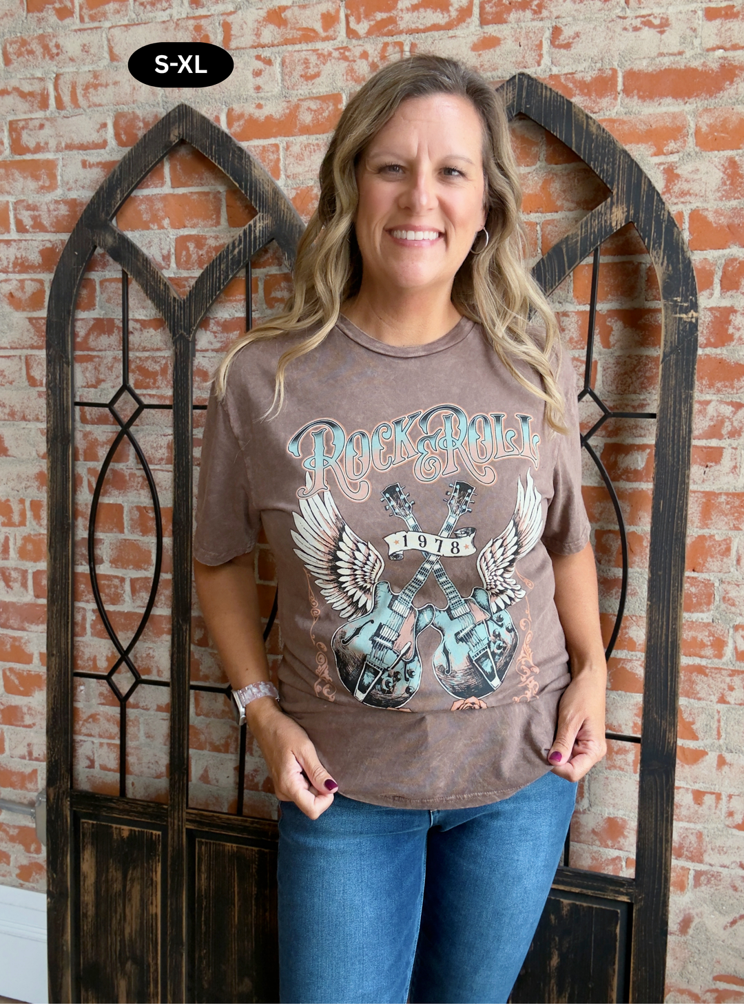 Rock N Roll Acid Wash Graphic Tee