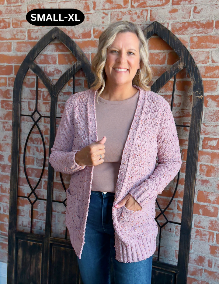 A Sprinkle Of Fun Confetti Cardigan-Mauve