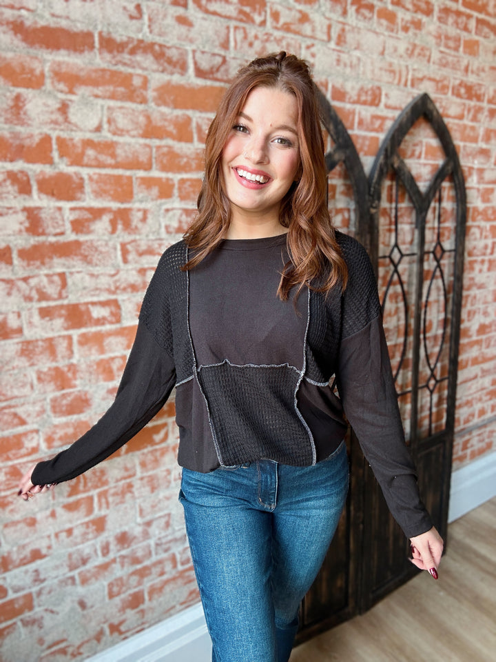 In Reverse Black Stitched Color Block