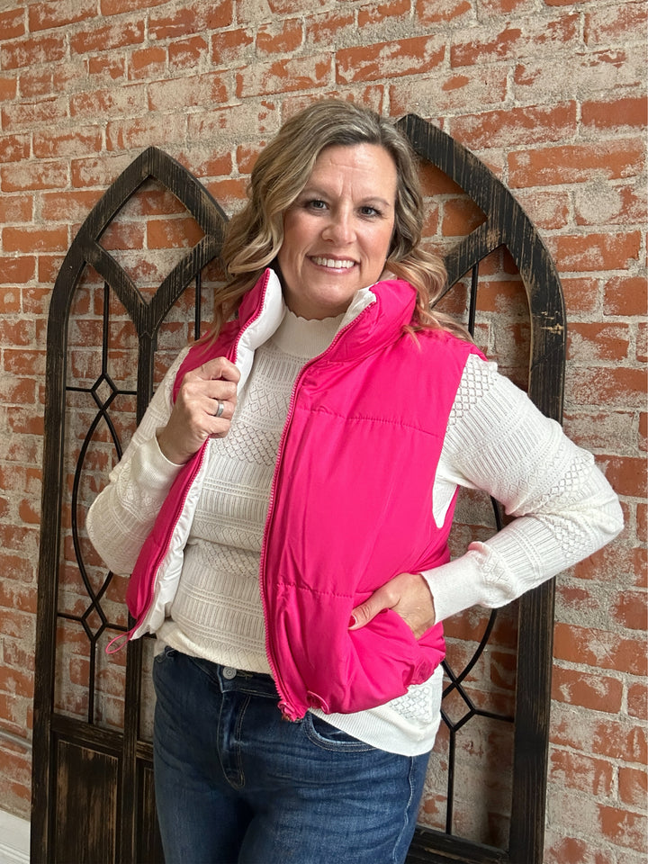 The First Flurry Vest- Fuchsia