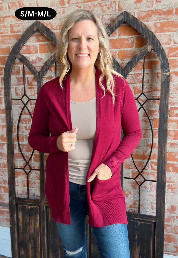 Passed The Test Cardigan-Burgundy