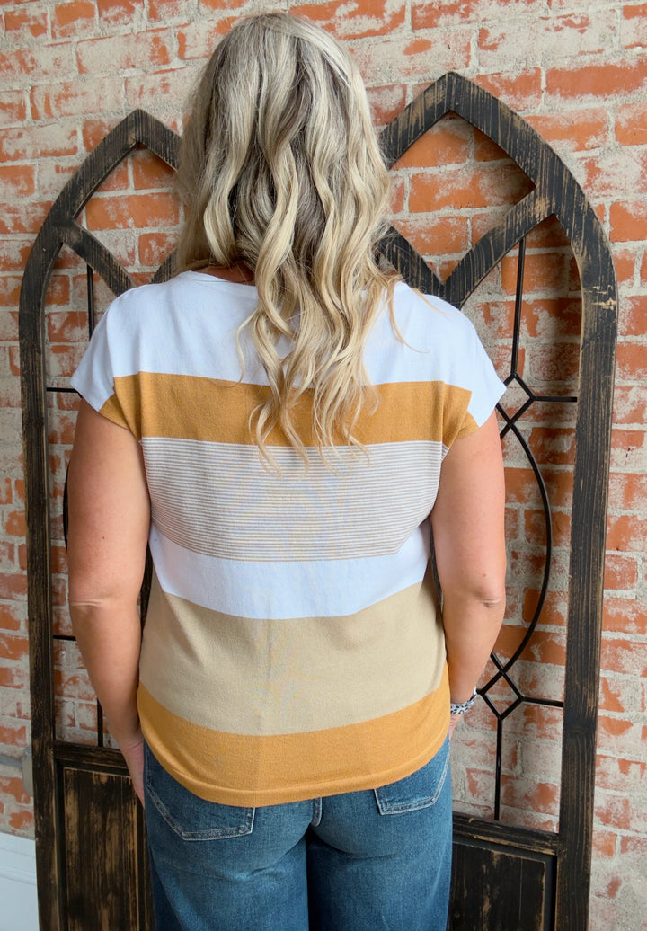 Show Up Color Block Sweater-Mustard