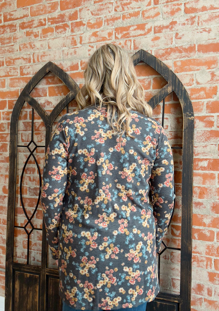 Ditsy Floral Waffle Knit Cardigan