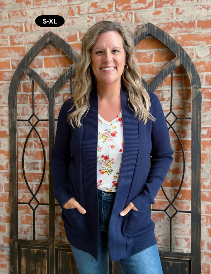 Feels Like Home Cardigan-Navy