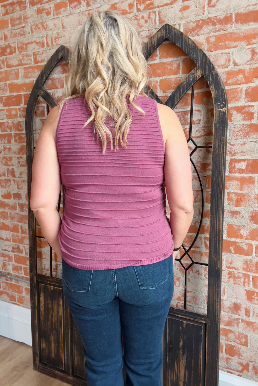 Pretty Plum Textured Stripe Tank