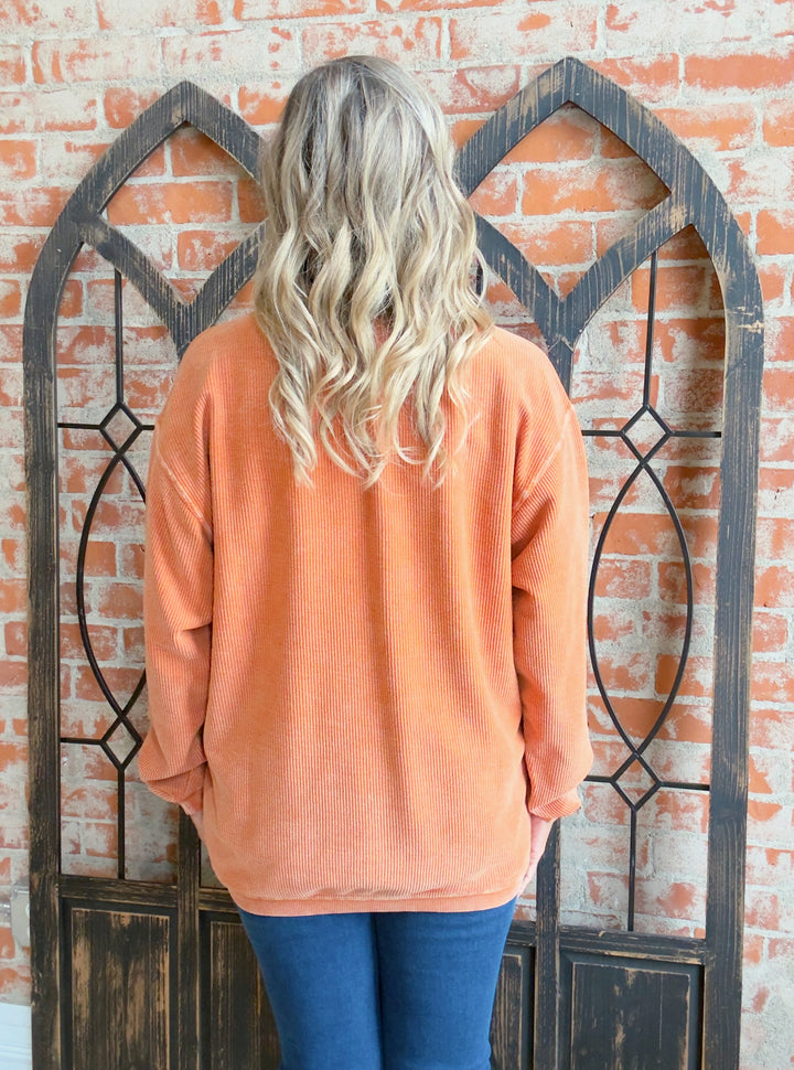 Addicted Corded Crewneck- Rust