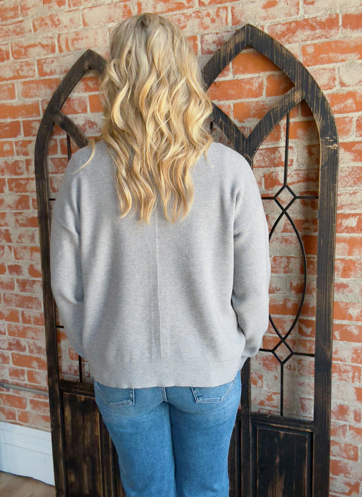 Never Too Late Cardigan-Grey