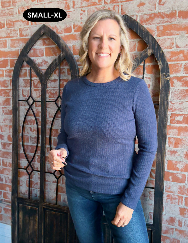 My Weakness Basic Long Sleeve-Navy