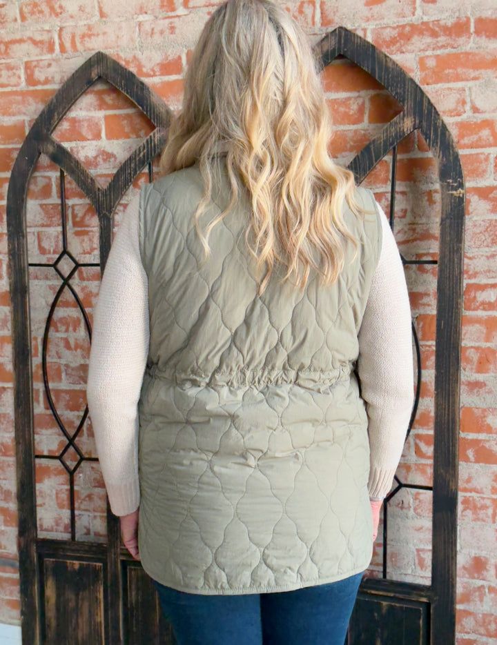 Winter Companion Sherpa Lined Vest-Sage