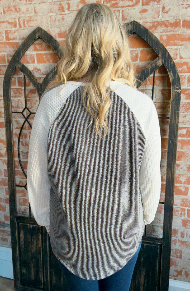 Within Time Plaid Sleeve Henley