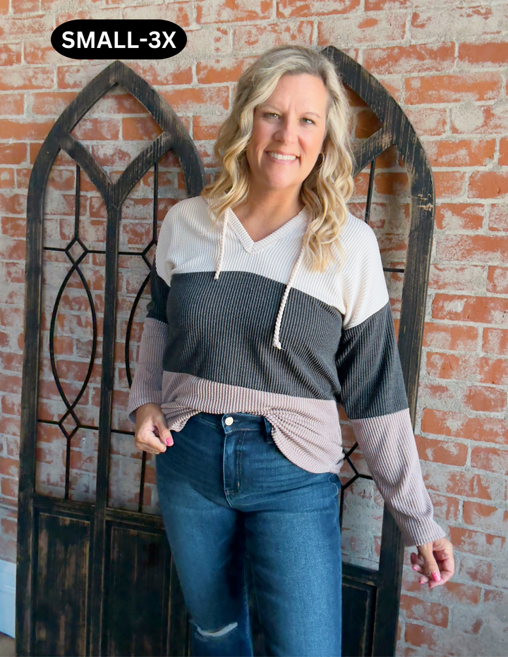 For The Love Of Mocha Color Block Hoodie