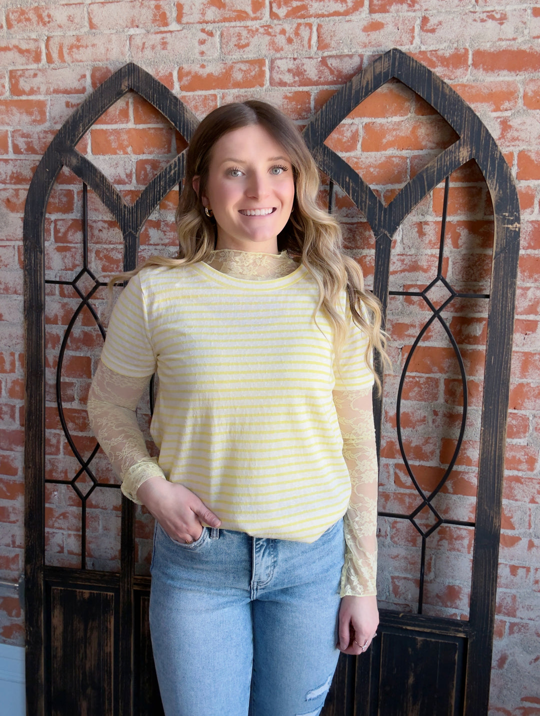 Add It To The List Striped Tee-Yellow