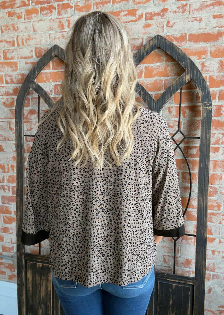Slow Mornings Leopard 3/4 Sleeve