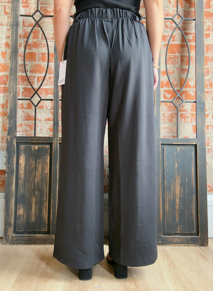 Poised Waffle Knit Business Pant-Black