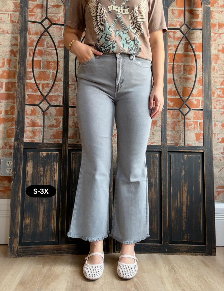 Zenana It's A Necessity Kick Flare- Sleet Grey