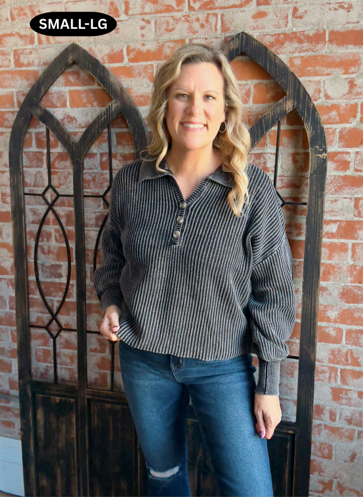 All Wrapped Up Collared Sweater-Black