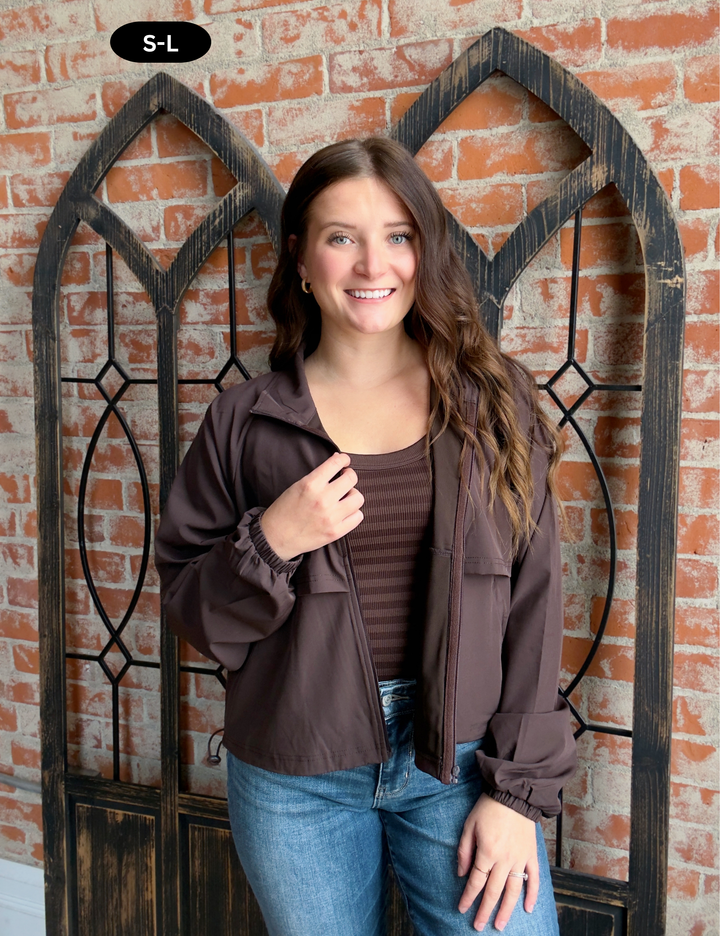 Swift Move Windbreaker Jacket-Coffee Bean