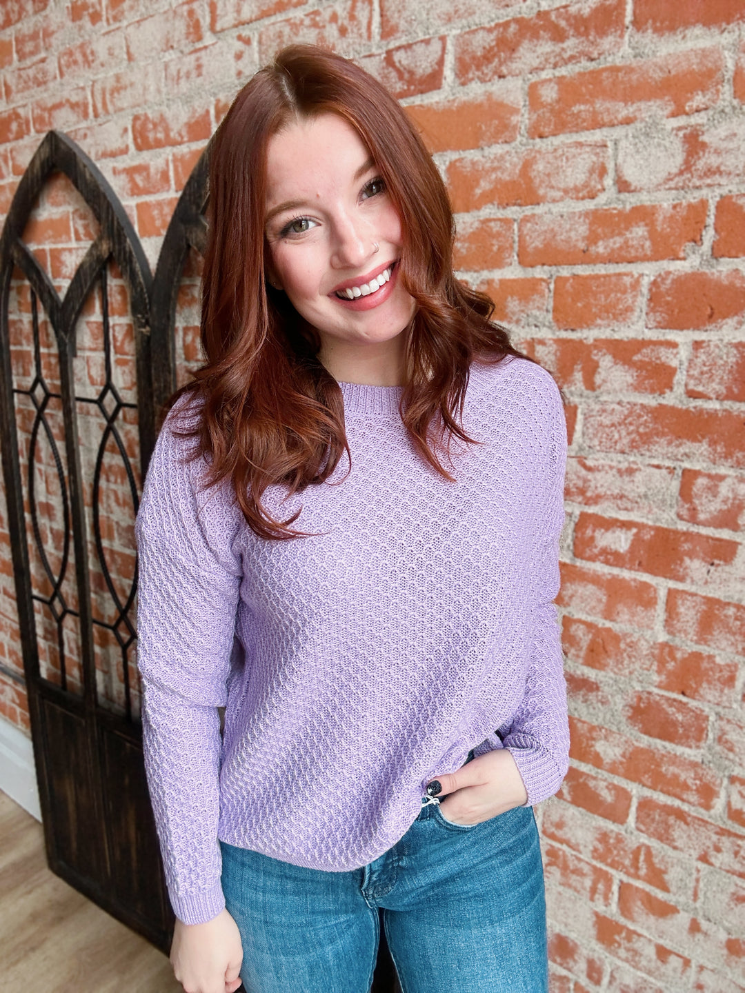 Lavender Honeycomb Sweater