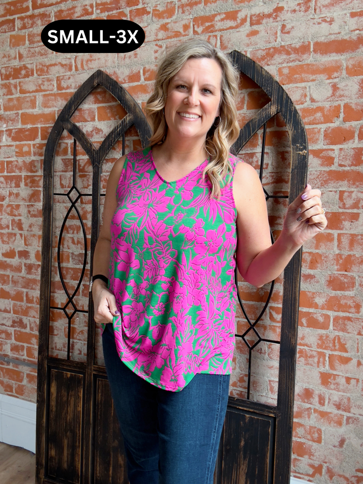Green Hawaiian Floral Ivy Tank
