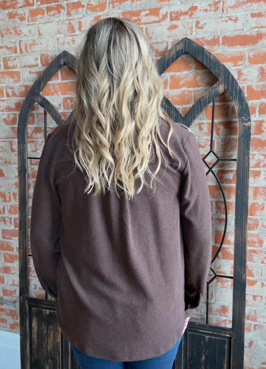 Teddy Soft Basic Shacket-Coffee Bean