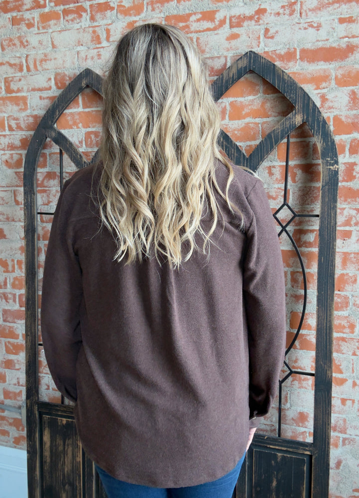 Teddy Soft Basic Shacket-Coffee Bean
