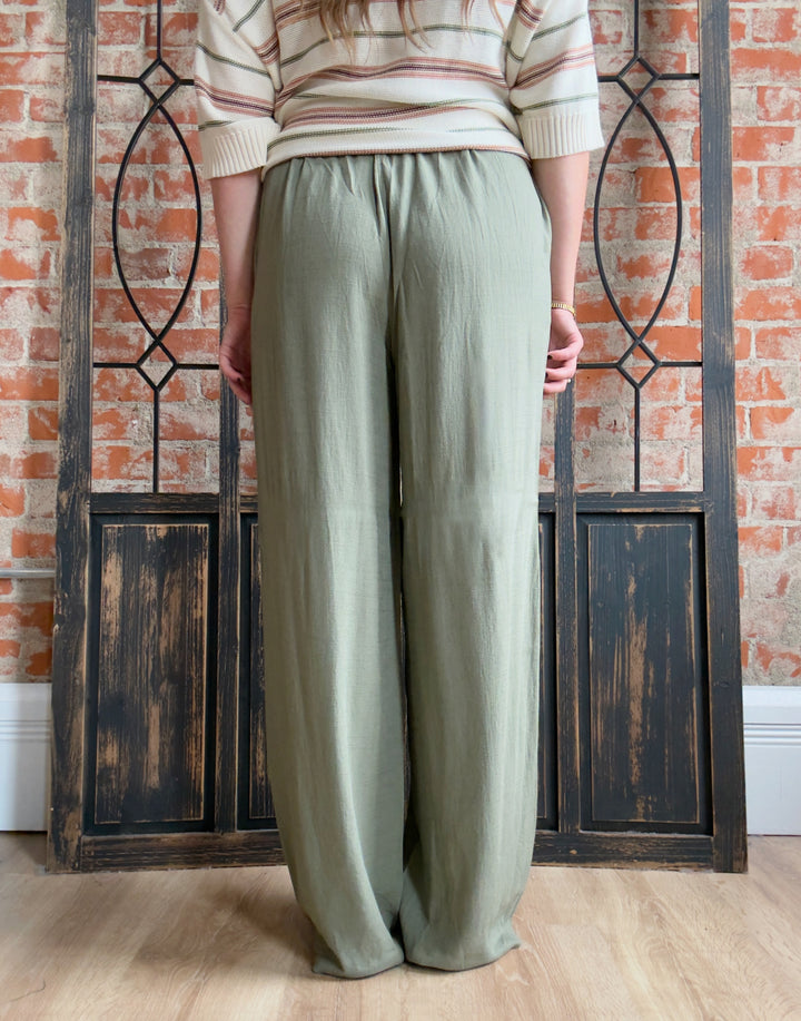 Breathe In Linen Pant-Olive