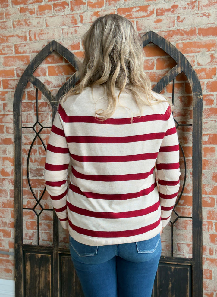 It's All Me Striped Sweater-Red Tones