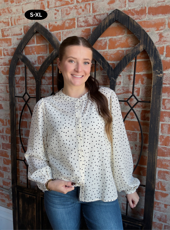 Late To The Party Polka Dot Blouse