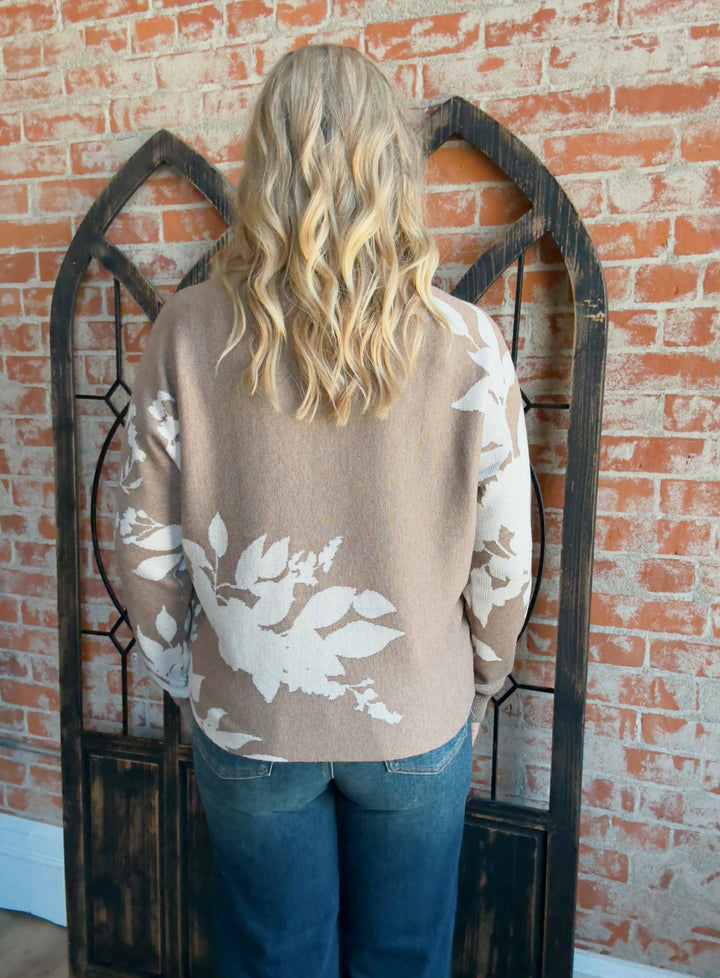 The Beautiful Change Floral Sweater-Mocha