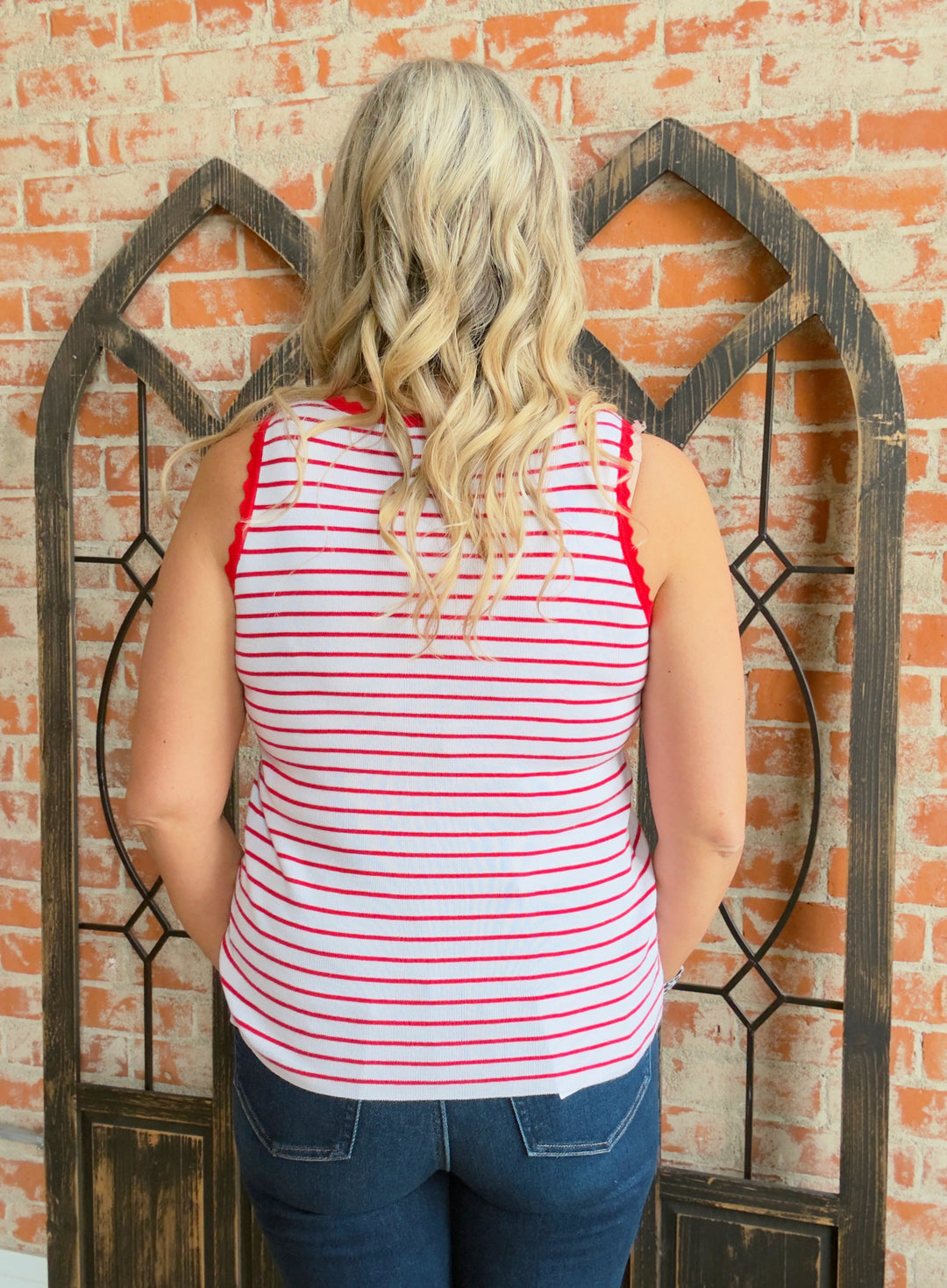Lipstick Red Scalloped Tank