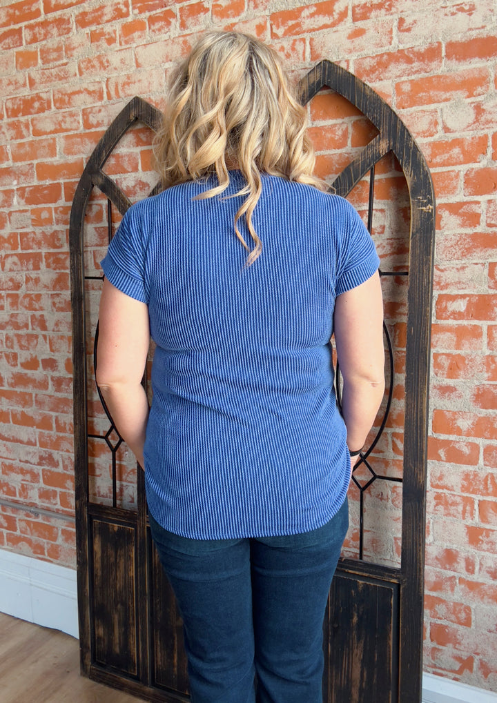 USA Ribbed Blue Tee
