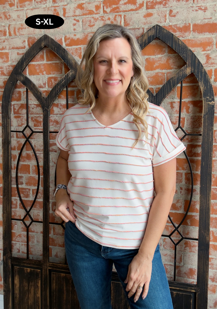 Soft Burst Textured Stripe Tee