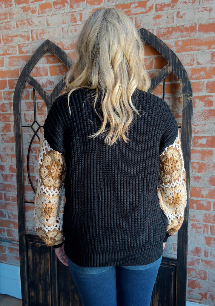 Showin' Off Crochet Sleeve Sweater Cardigan