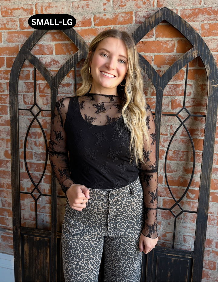 Sheer Desire Lace Sleeve-Black