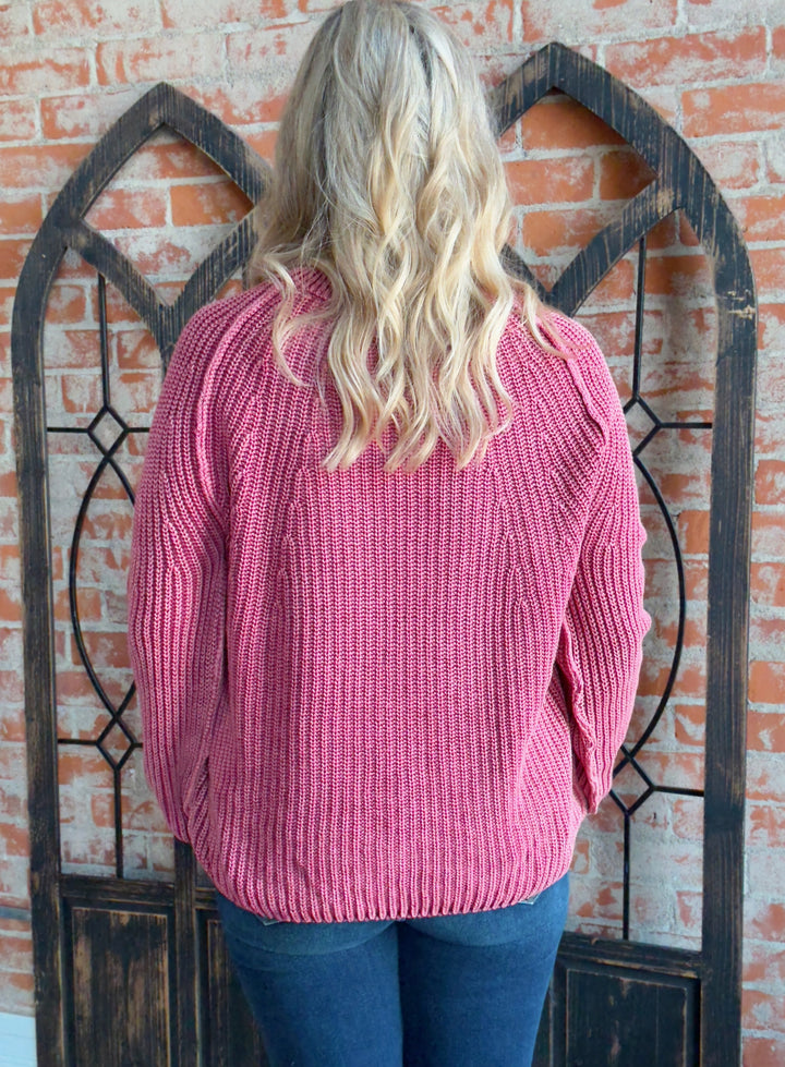 Shake It Off Washed Sweater-Washed Red