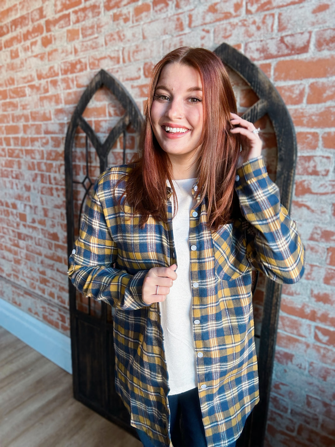 All Your Pride Navy/Mustard Flannel