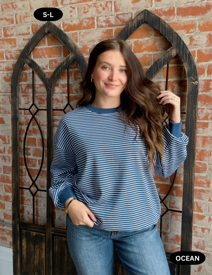 Relaxing Moments Striped Crewneck-3 Colors