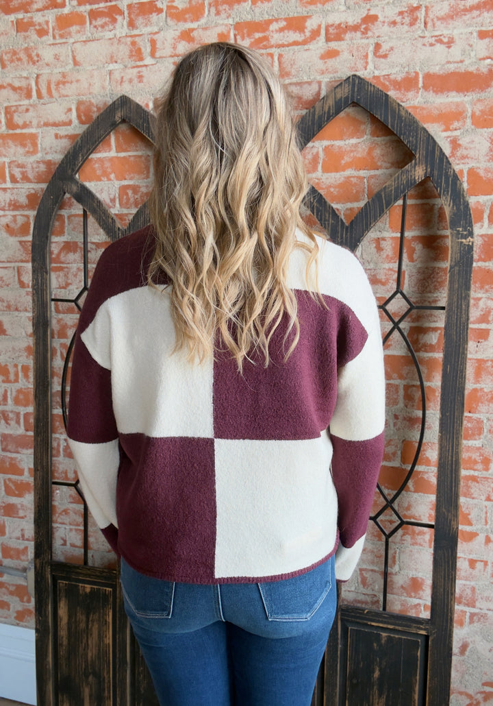 Cherry Checkered Sweater-Cherry