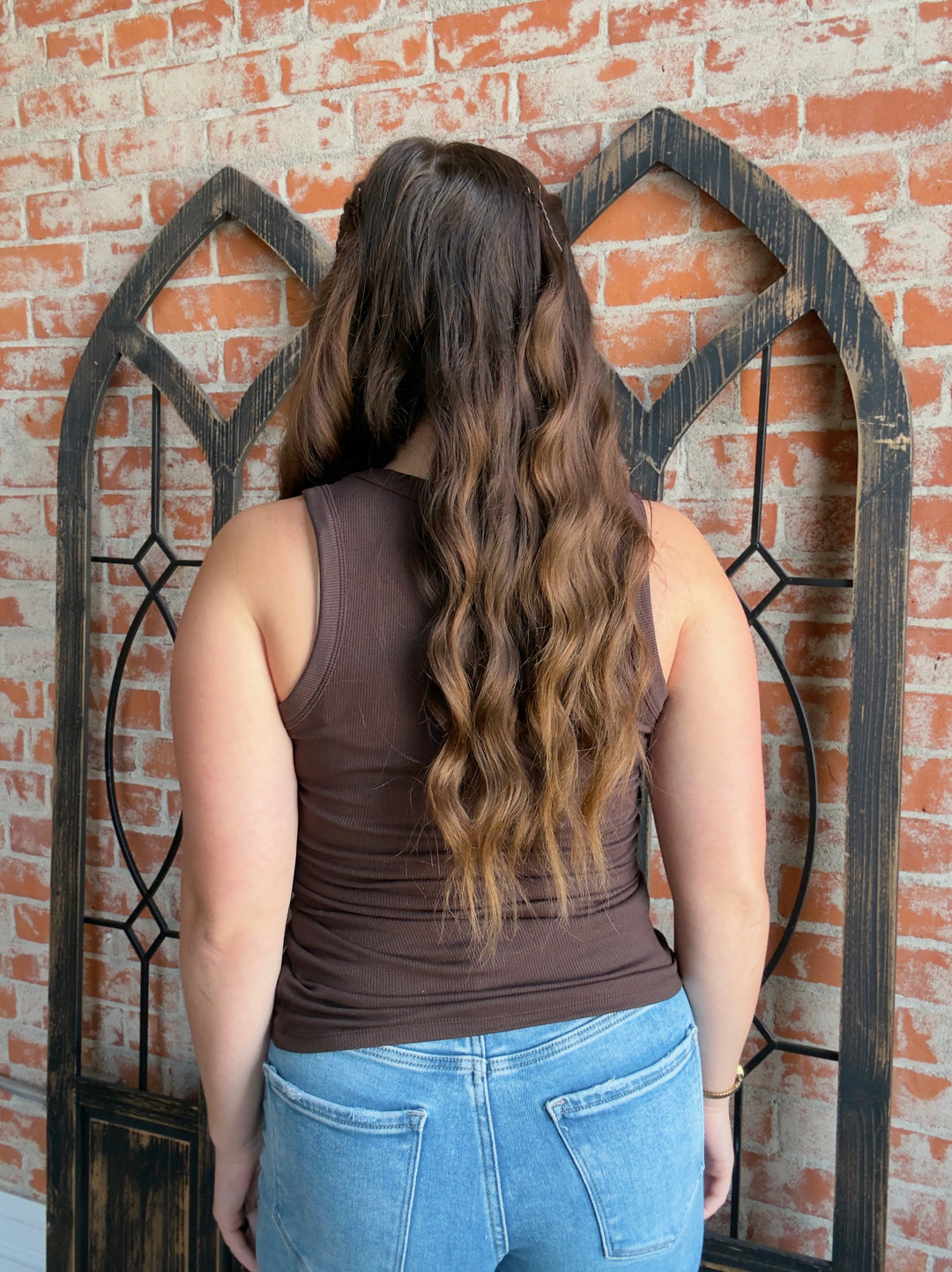 Essential Micro Ribbed Tank-Coffee Bean