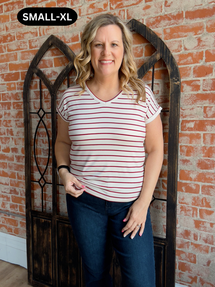 Following Tradition Red Striped Tee