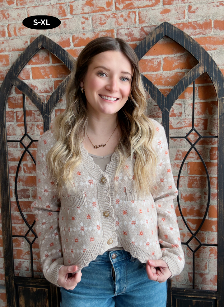 Find The Joy Shimmer Floral Sweater Cardigan